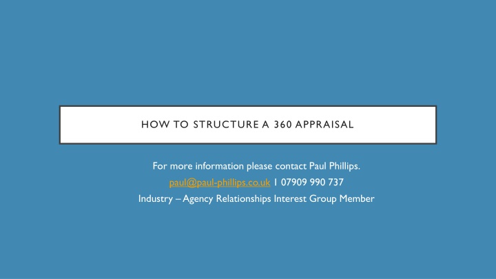 how to structure a 360 appraisal