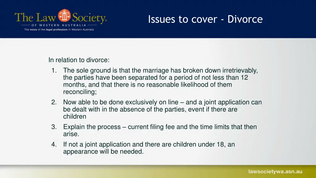 issues to cover divorce