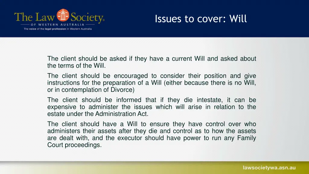 issues to cover will