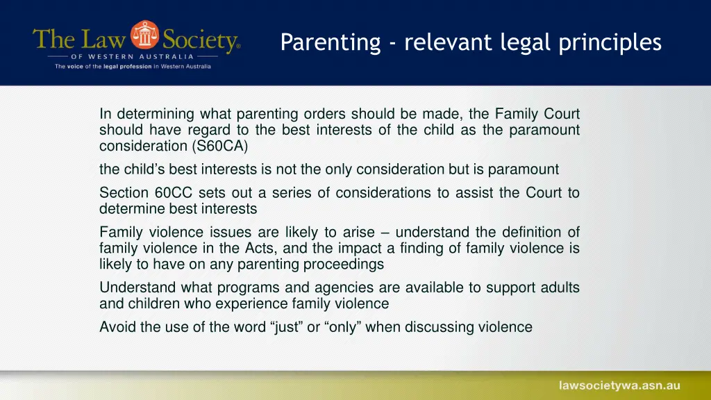 parenting relevant legal principles