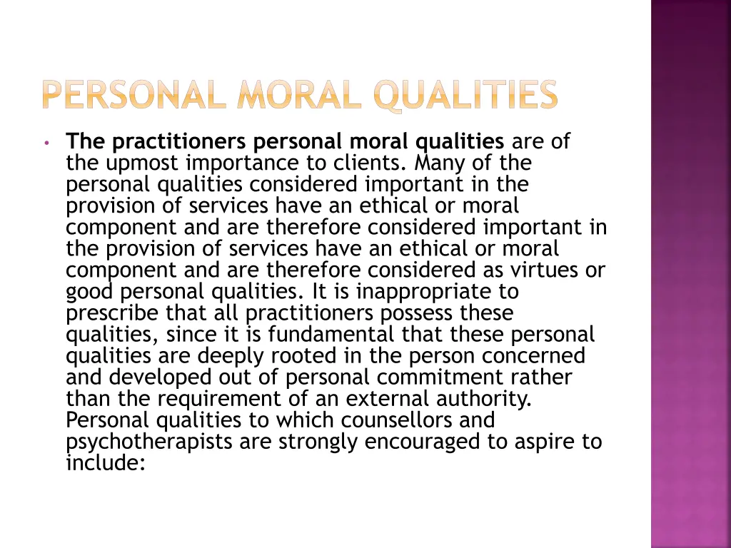 personal moral qualities