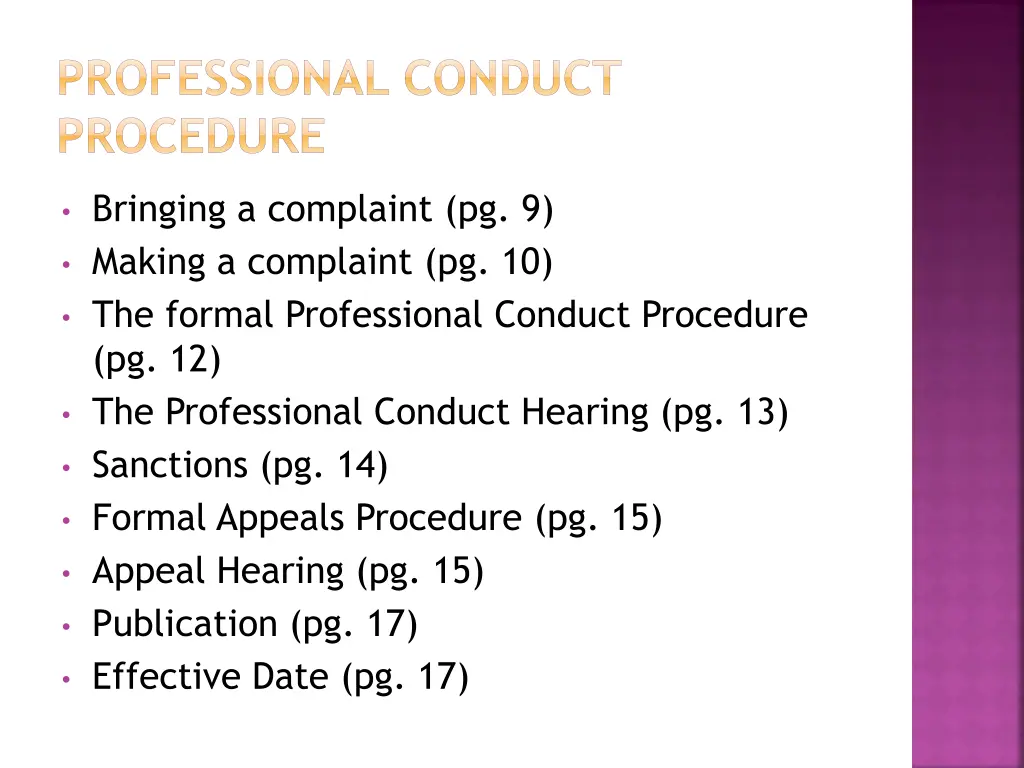 professional conduct procedure