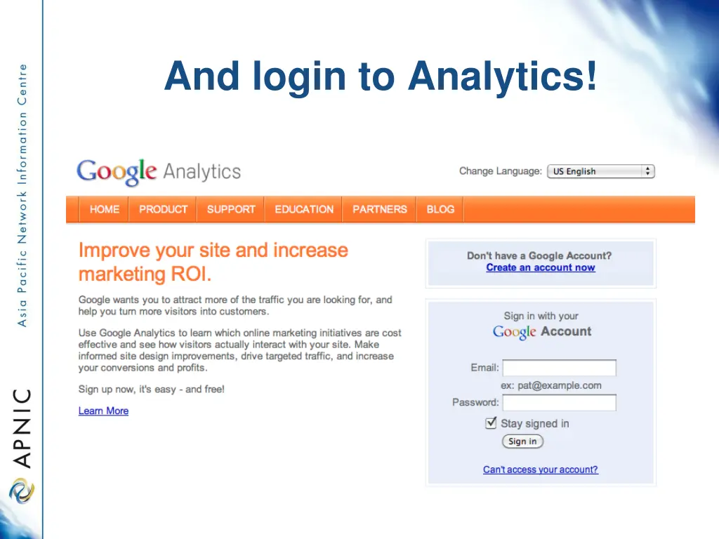 and login to analytics