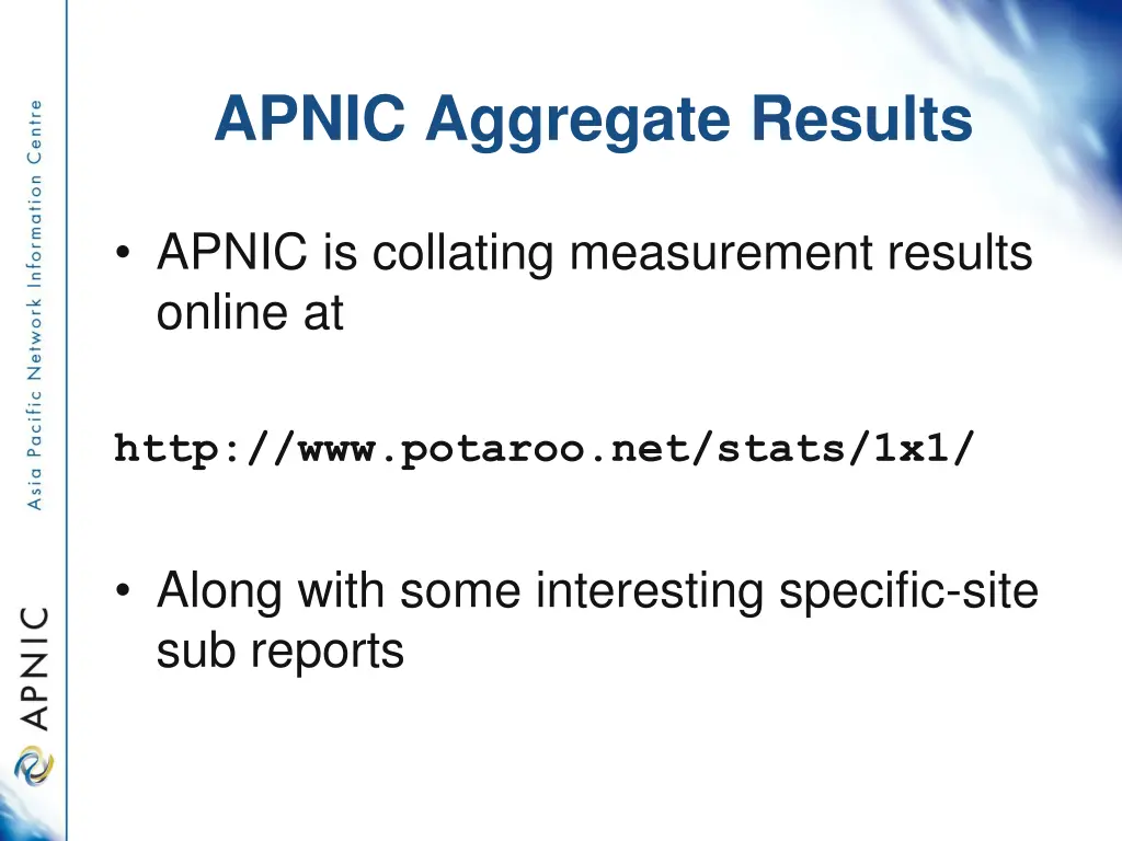 apnic aggregate results