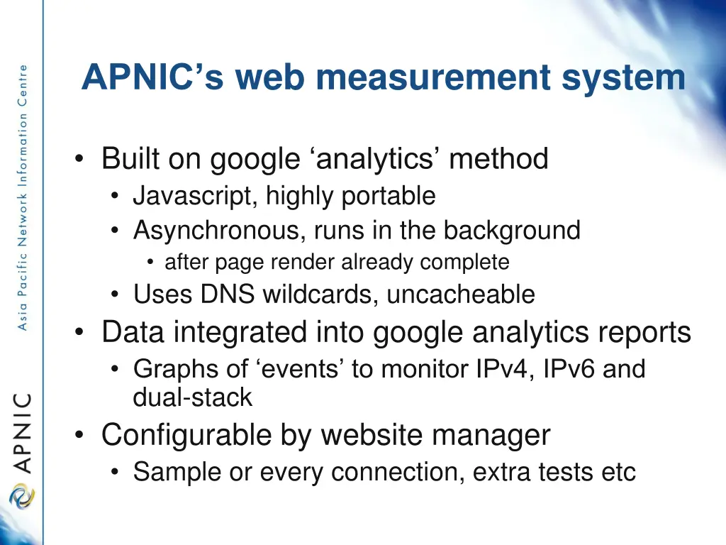 apnic s web measurement system