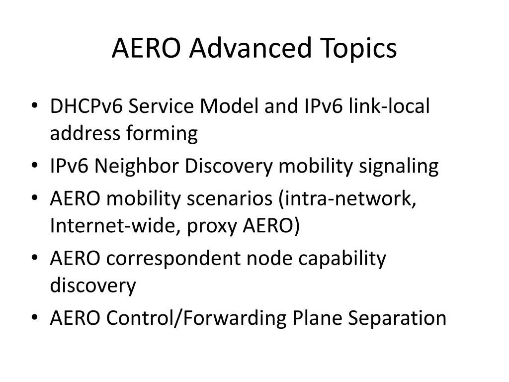 aero advanced topics