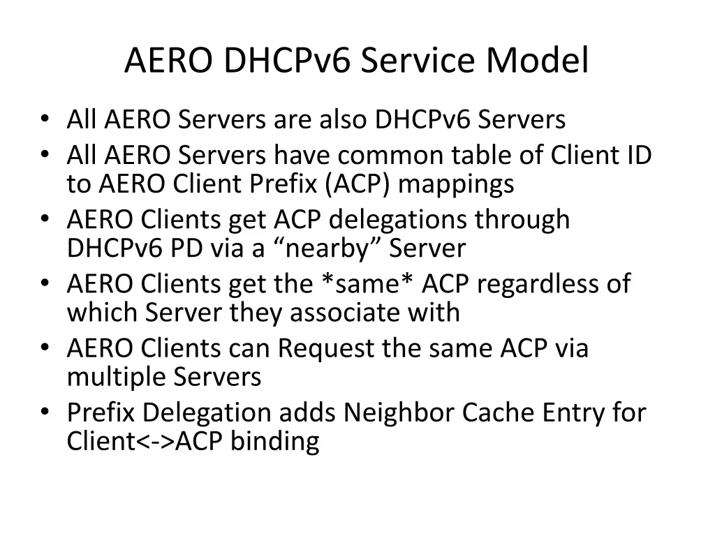 aero dhcpv6 service model