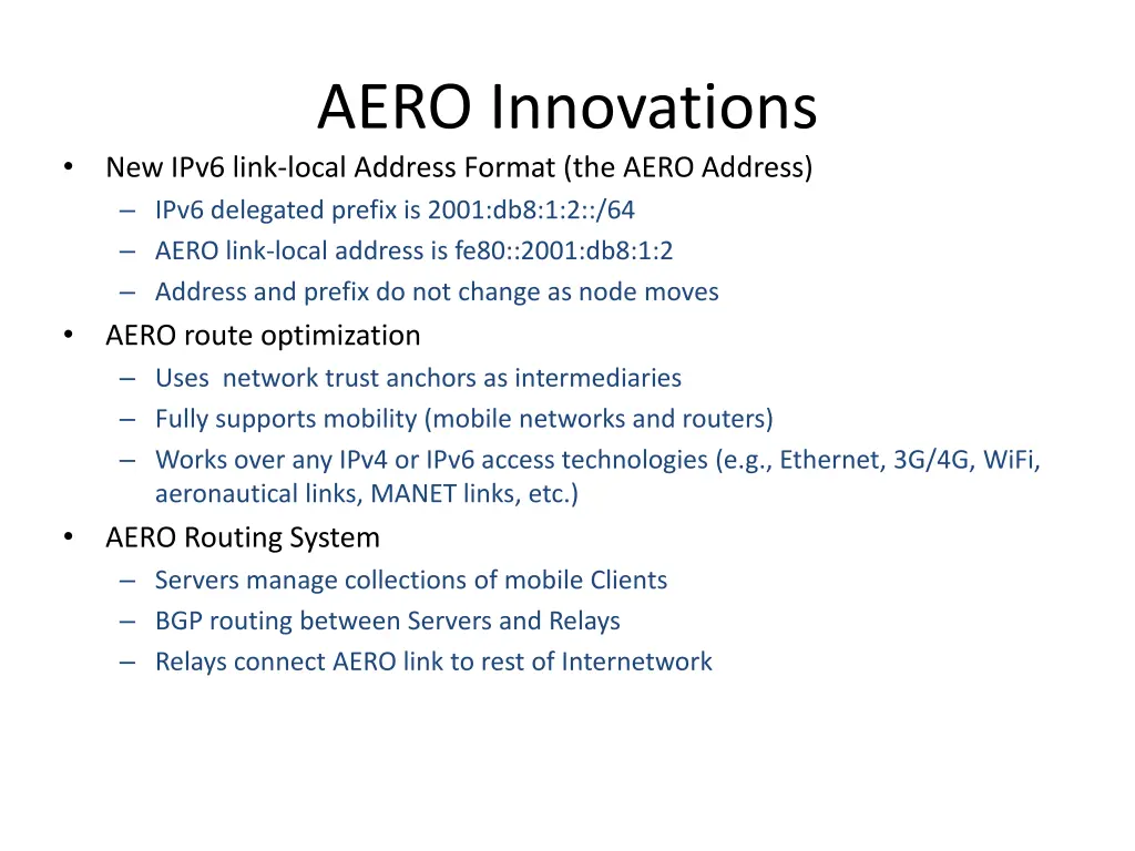 aero innovations new ipv6 link local address