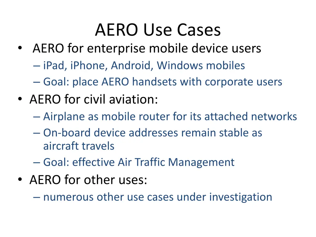 aero use cases