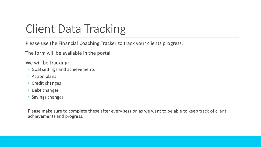 client data tracking