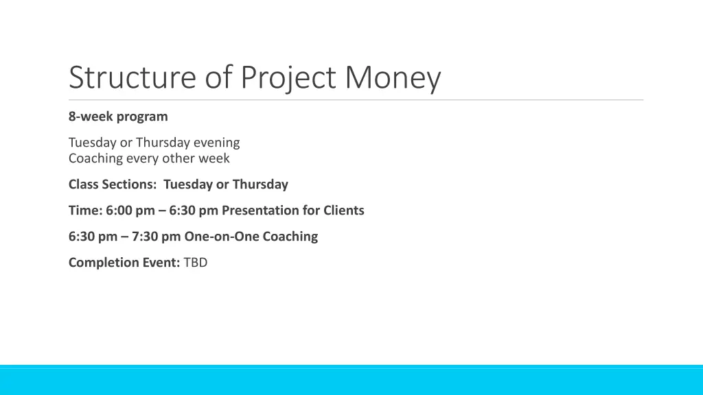 structure of project money