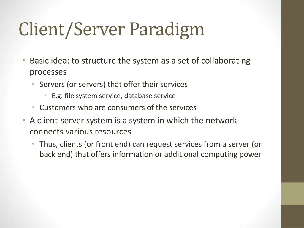 client server paradigm