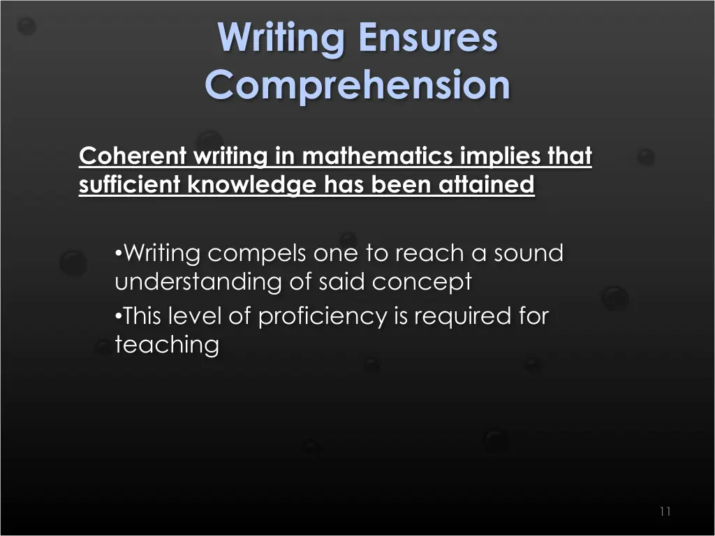 writing ensures comprehension