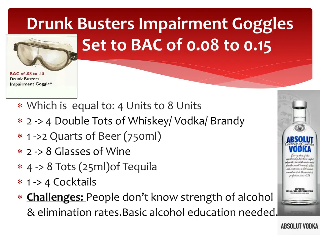 drunk busters impairment goggles