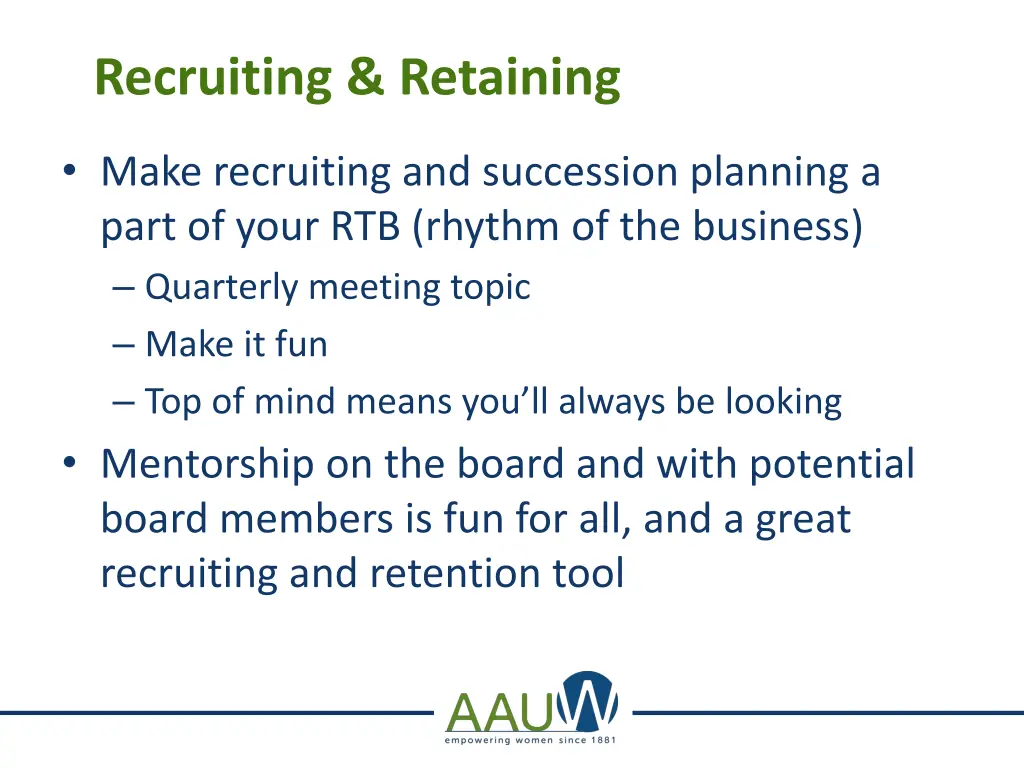 recruiting retaining