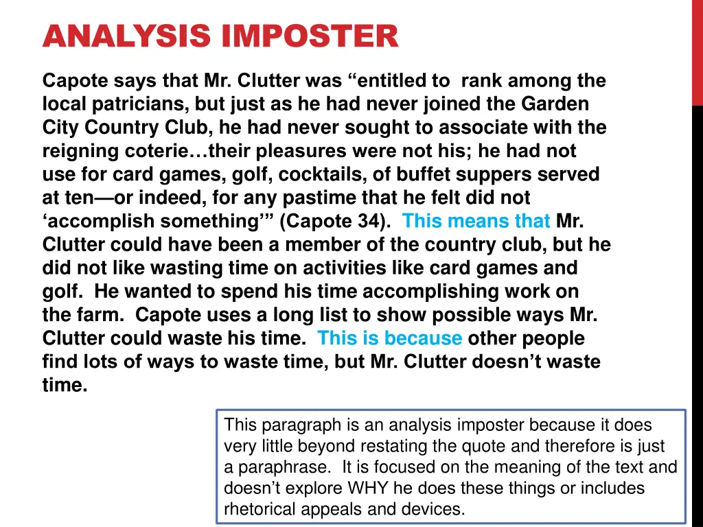 analysis imposter