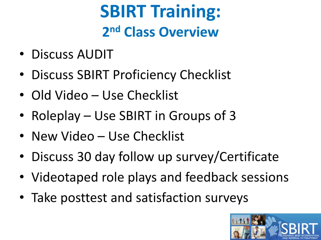 sbirt training 2 nd class overview