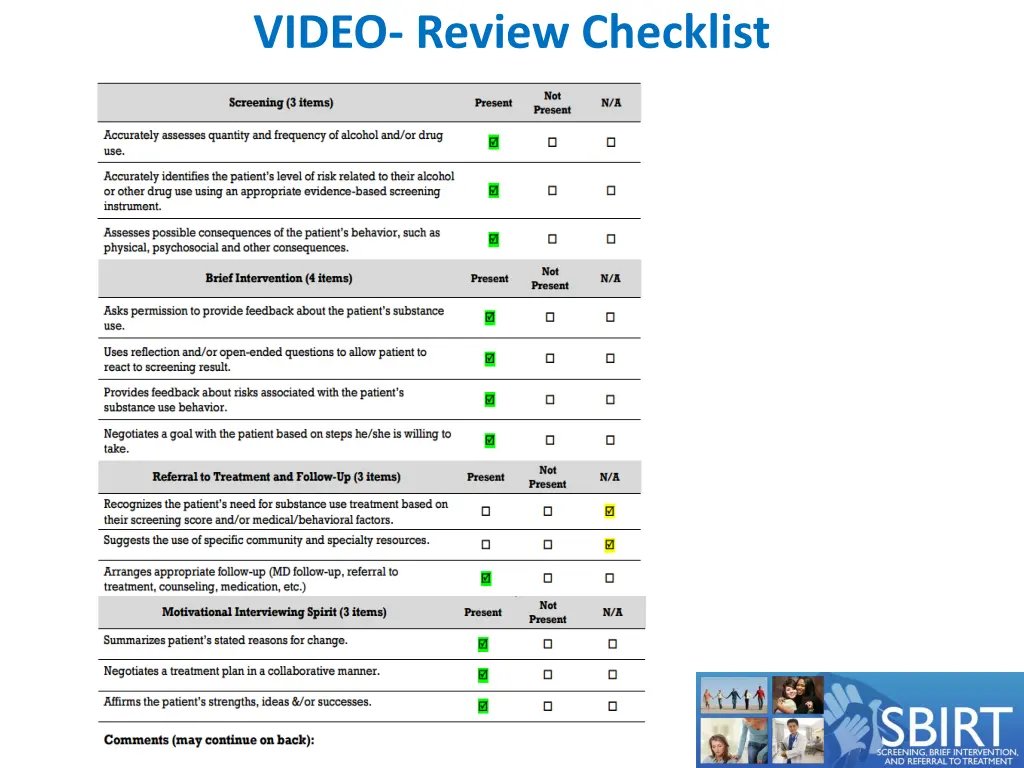 video review checklist