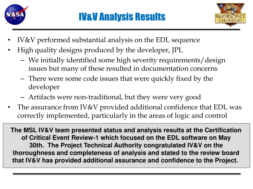 iv v analysis results