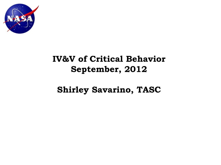 iv v of critical behavior september 2012