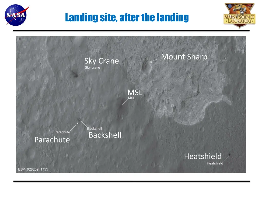 landing site after the landing