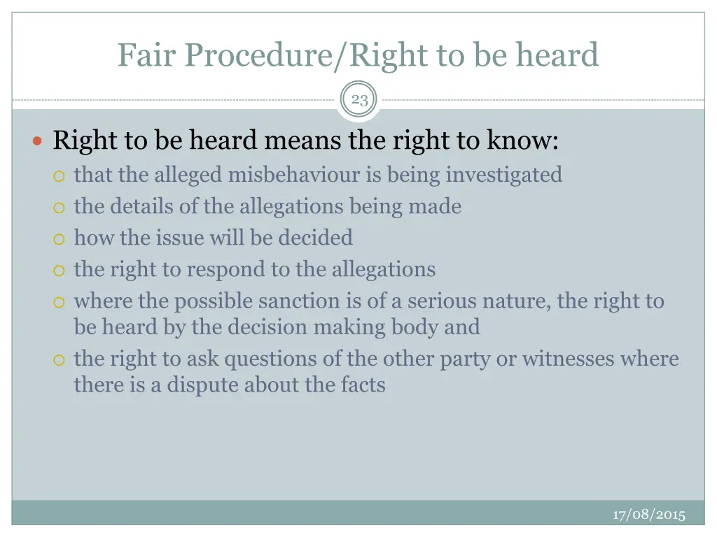 fair procedure right to be heard