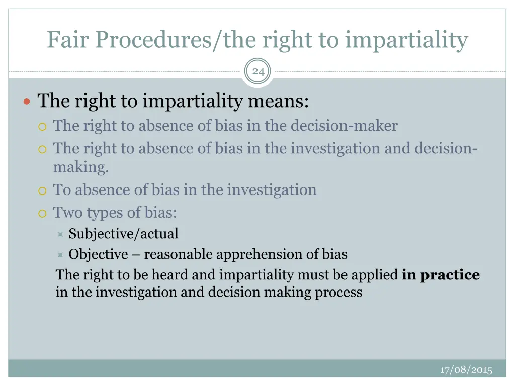 fair procedures the right to impartiality