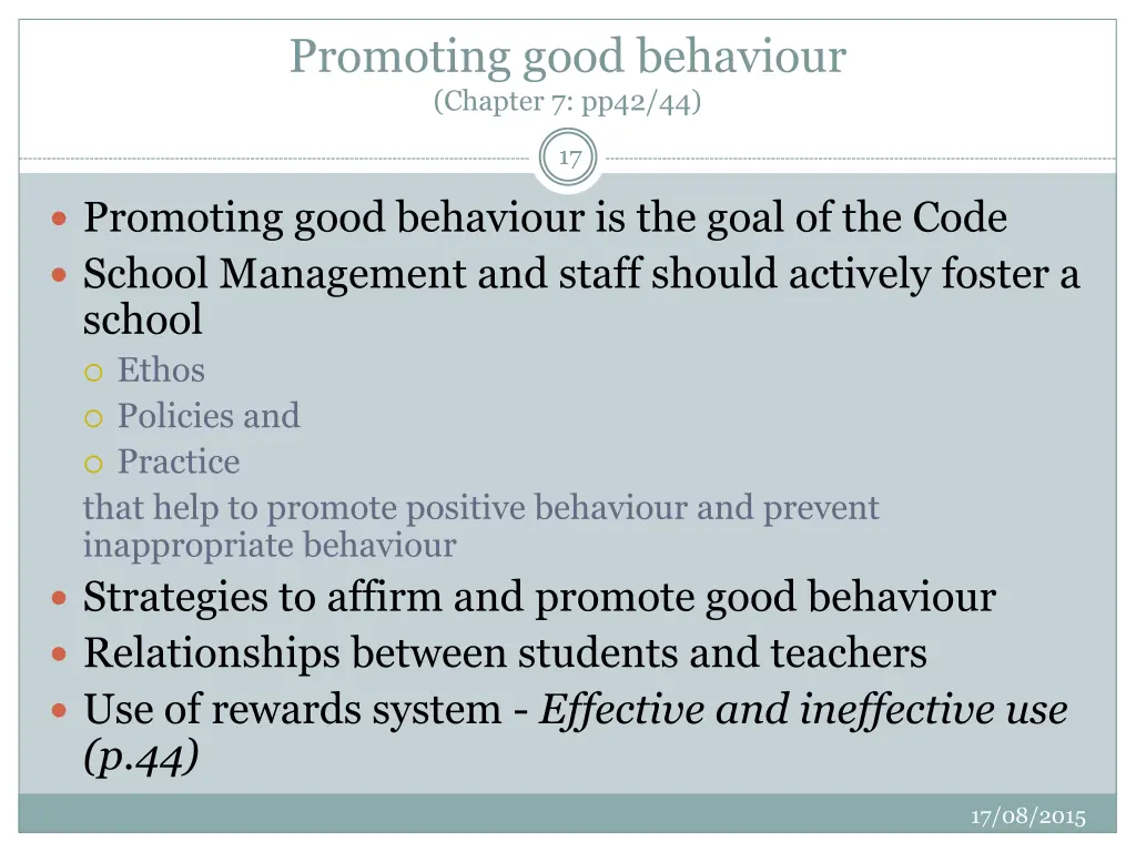 promoting good behaviour chapter 7 pp42 44