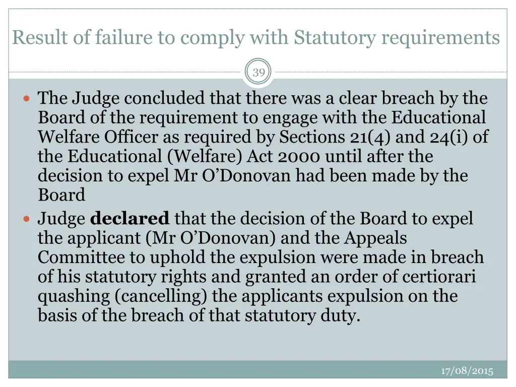 result of failure to comply with statutory 1