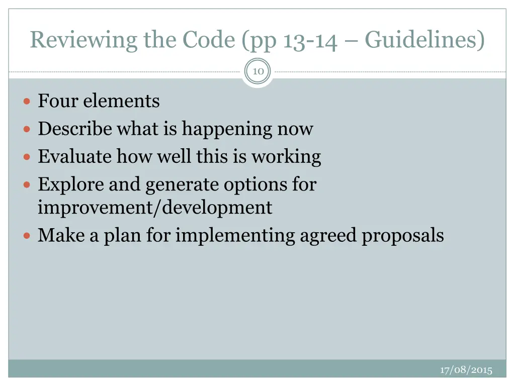 reviewing the code pp 13 14 guidelines