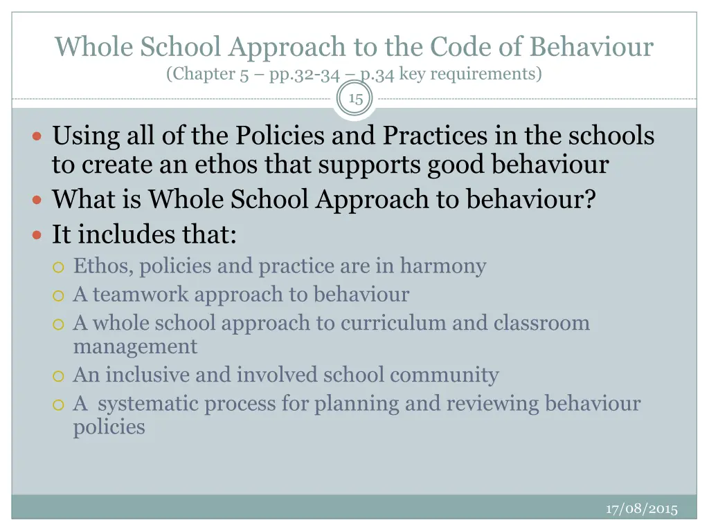 whole school approach to the code of behaviour