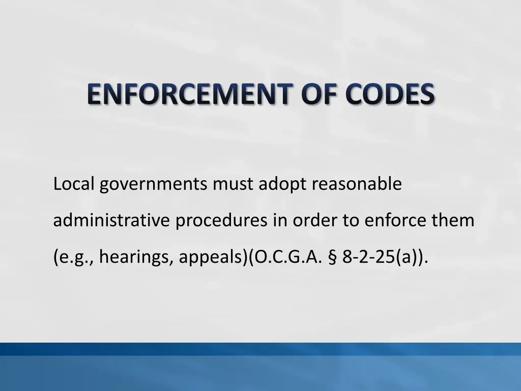 enforcement of codes