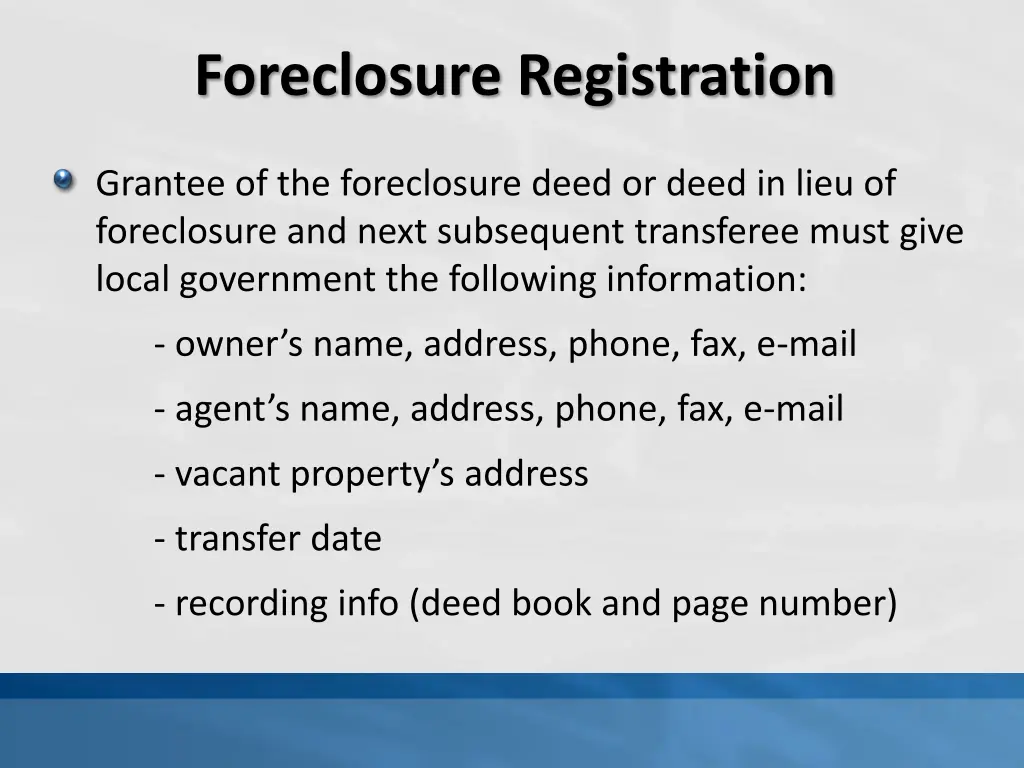 foreclosure registration