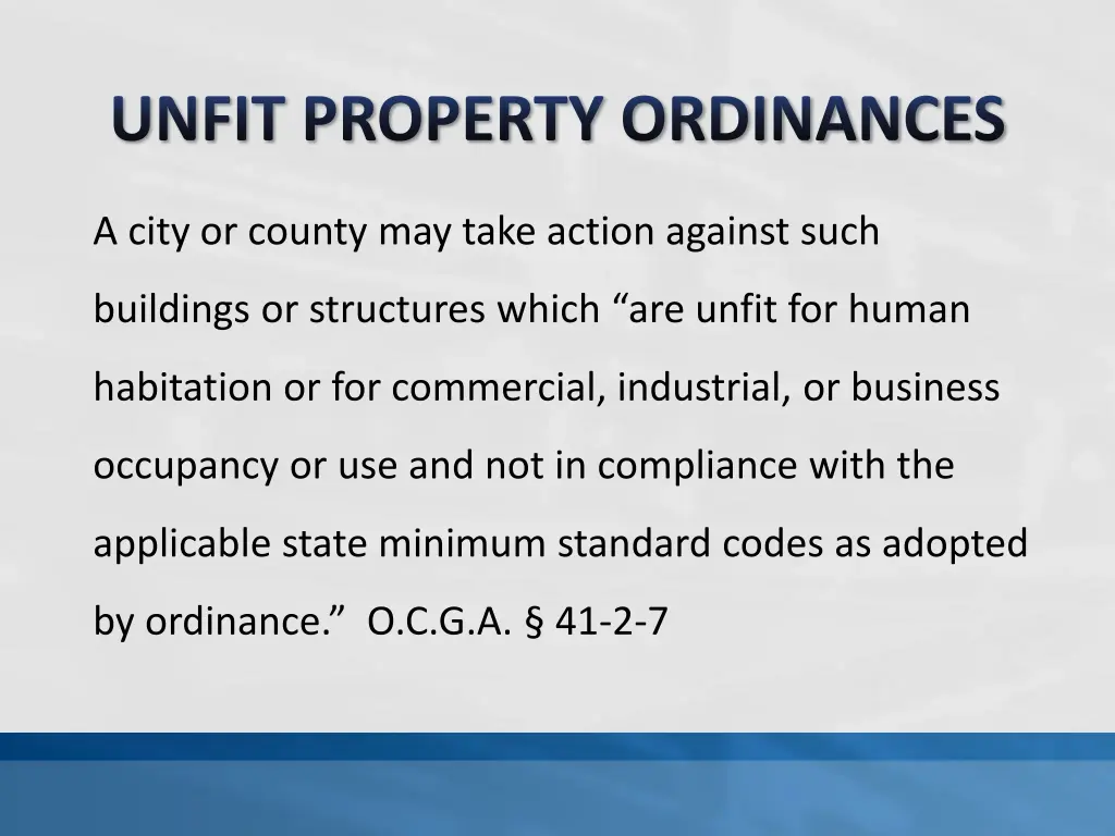 unfit property ordinances