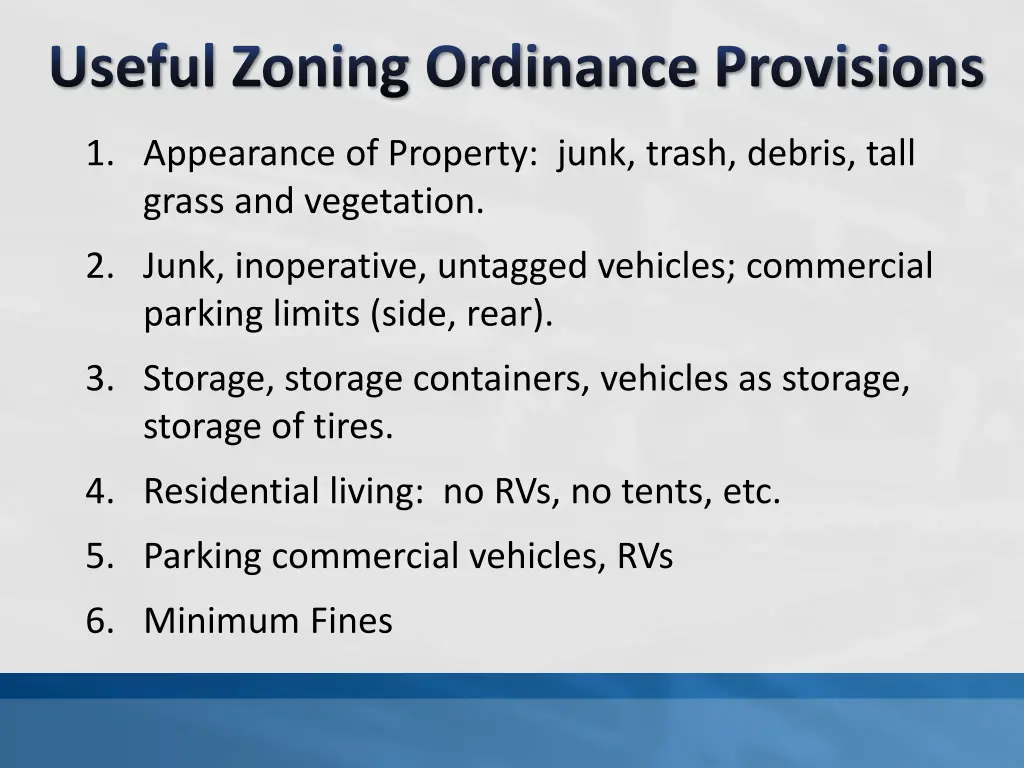 useful zoning ordinance provisions