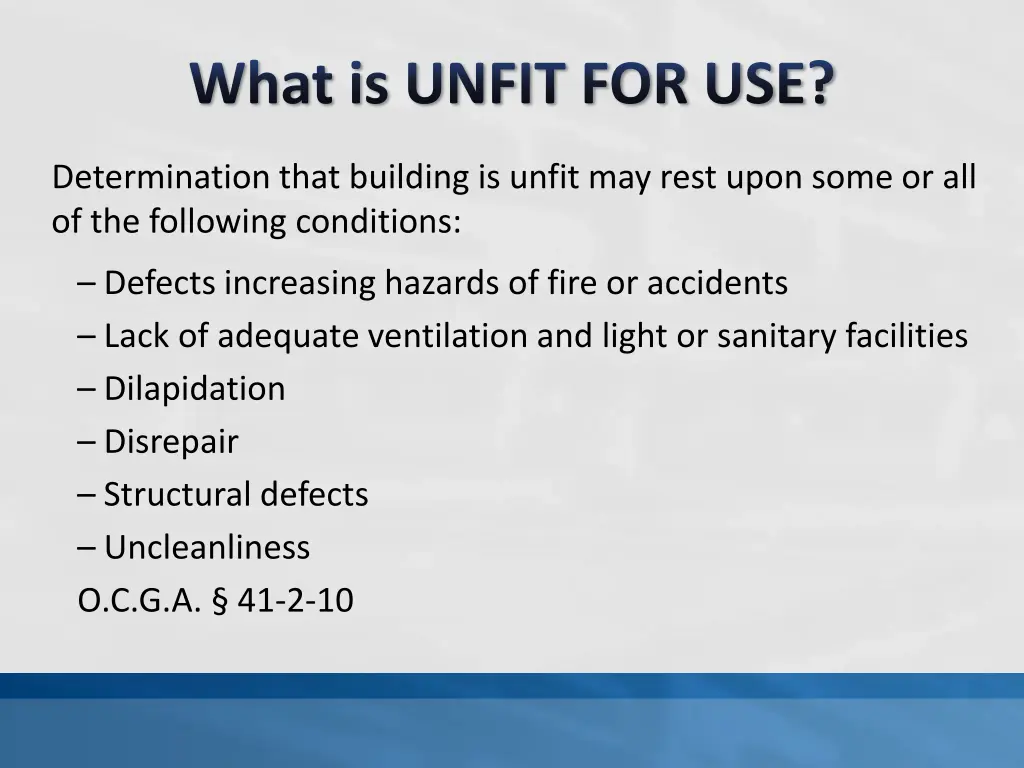 what is unfit for use