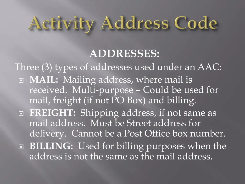 addresses