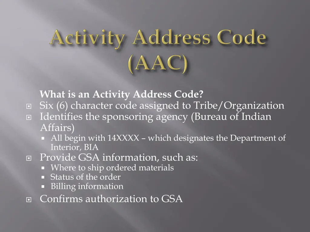 what is an activity address code six 6 character