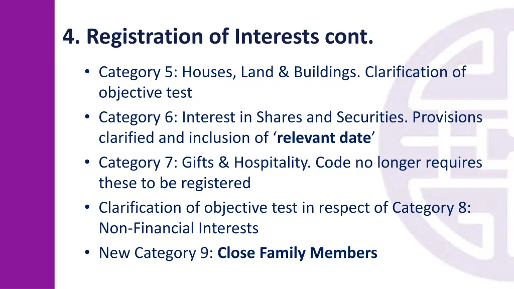 4 registration of interests cont