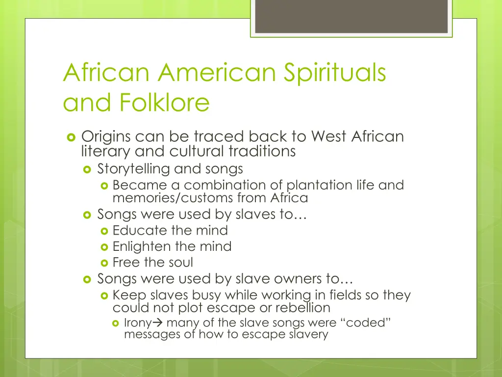 african american spirituals and folklore