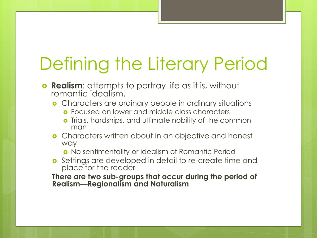 defining the literary period