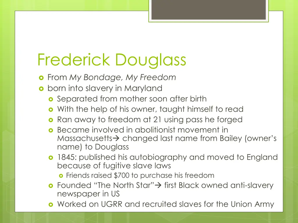 frederick douglass from my bondage my freedom