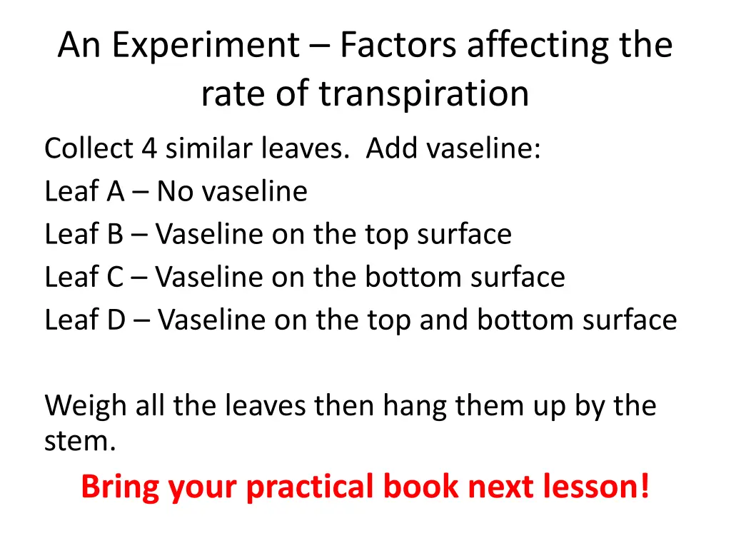 an experiment factors affecting the rate