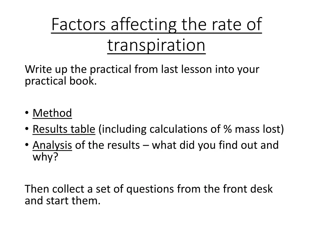 factors affecting the rate of transpiration