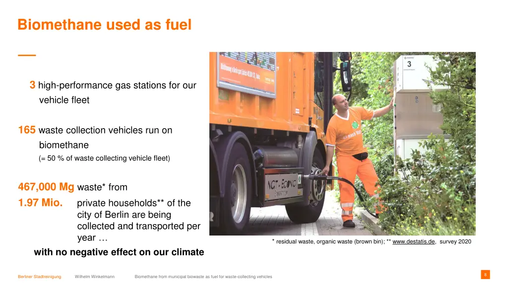 biomethane used as fuel