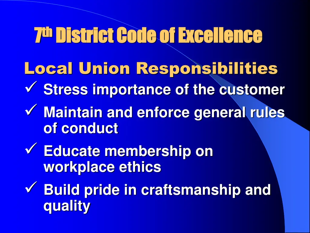 7 7 th th district code of excellence district 5