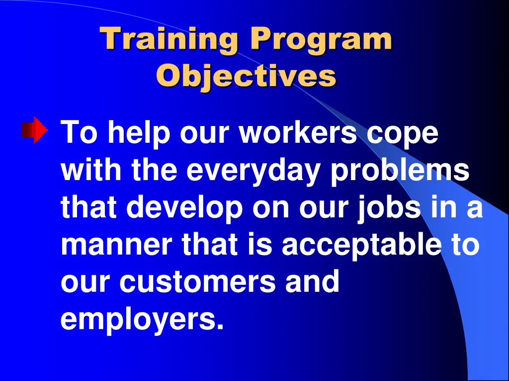 training program objectives 1