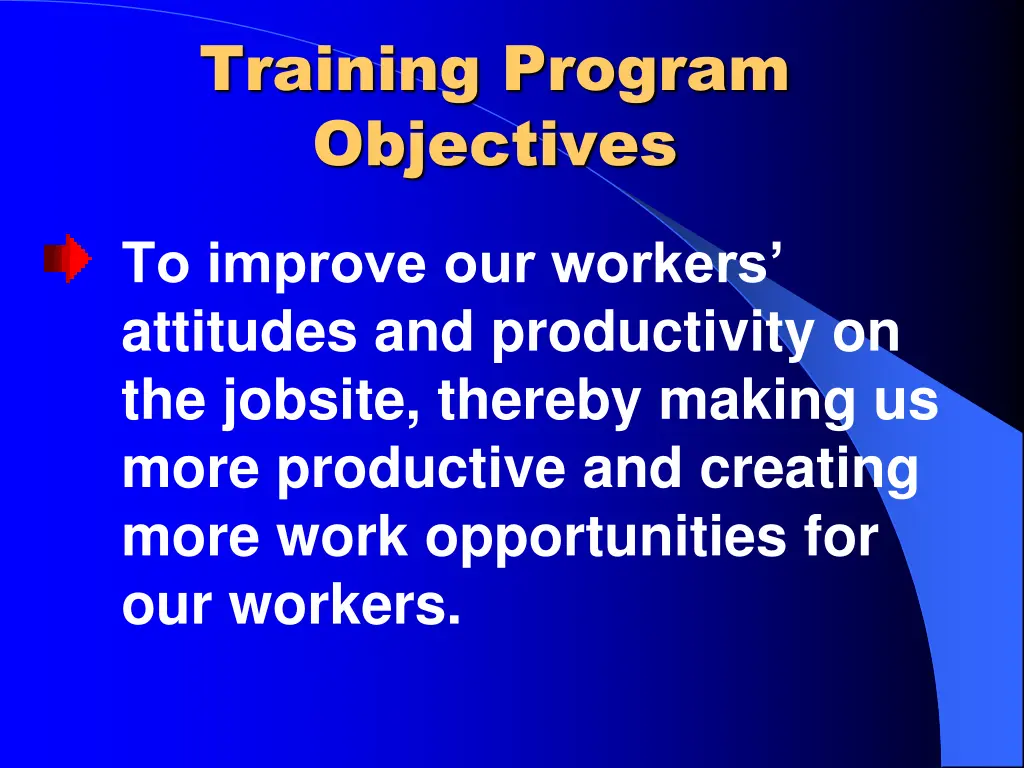 training program objectives