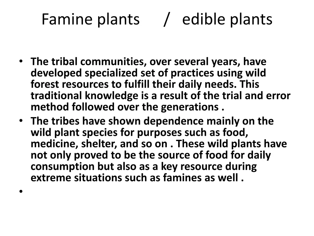 famine plants edible plants