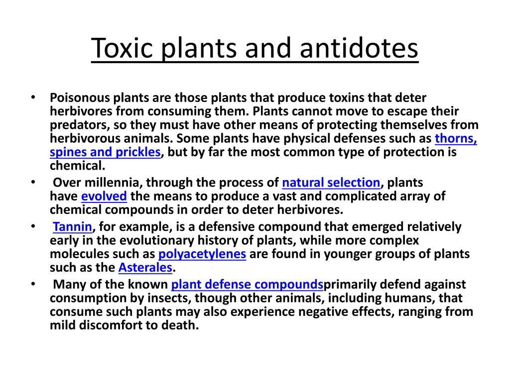 toxic plants and antidotes